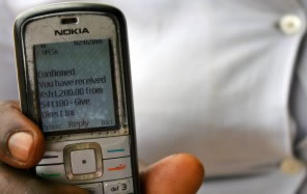 A mobile phone used to receive cash transfers in Kenya