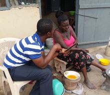 A microentrepreneur in Ghana interviews with an IPA surveyor A microentrepreneur in Ghana interviews with an IPA surveyor