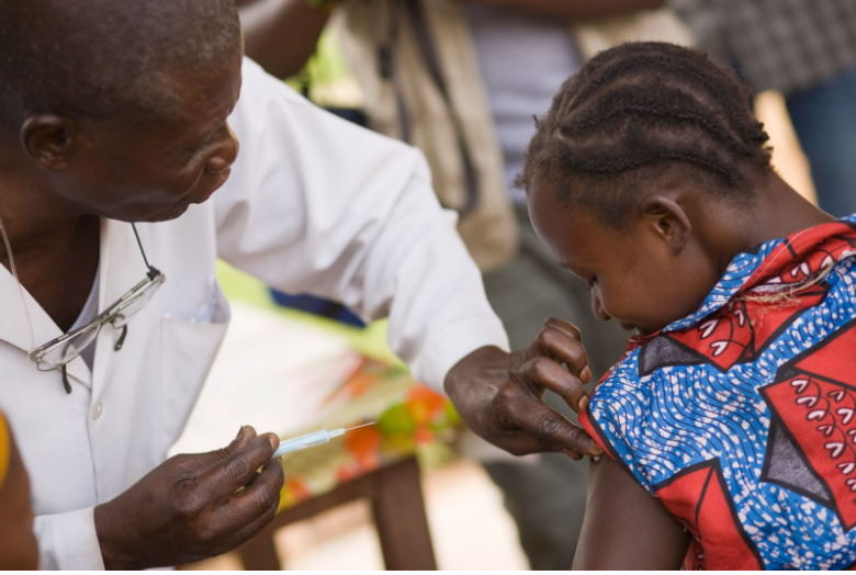 Girl receiving a vaccine