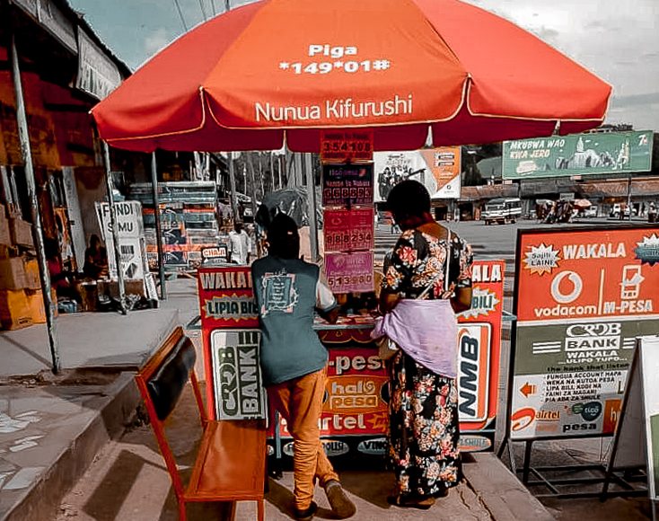 Mobile money stand in Tanzania