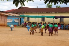 Ghanaian girls dancing in drama presentation Ghanaian girls dancing in drama presentation
