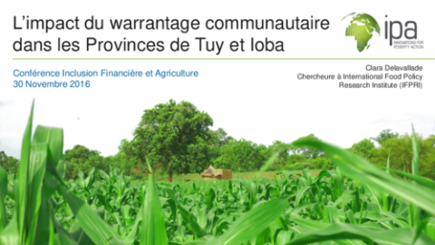 L’impact du warrantage communautaire dans les Provinces de Tuy et Ioba